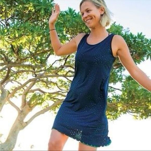 ✨Title Nine Nimblene Illusion Eyelet Purple Blue Tank Sz Medium Dress✨ - Picture 10 of 11